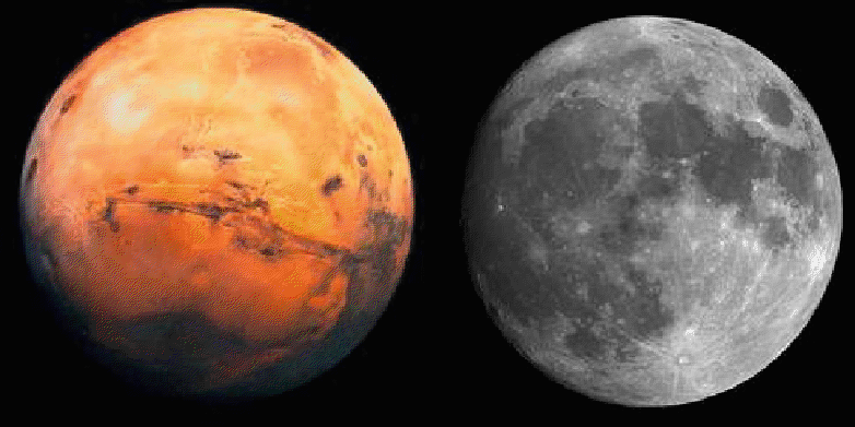 mars and moon august