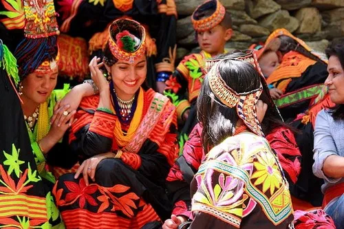 Beautiful Kalash women traditional clothing